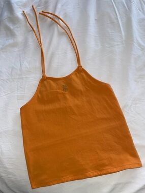 Vintage GAP orange halter (or tube) top with bedazzled pineapple